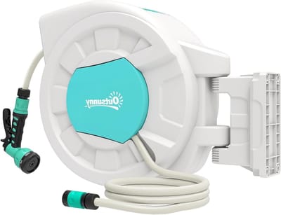 Slanghaspel - Tuinslanghouder - Tuin Besproeien - Automatische oproller - 35 meter slang - Lichtgrijs