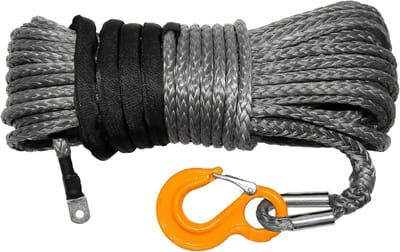 Synthetisch Lier Touw - Winch Kabel - Voertuig Berging - Inclusief Wedstrijdhaak - 30 Meter 12mm - Grijs