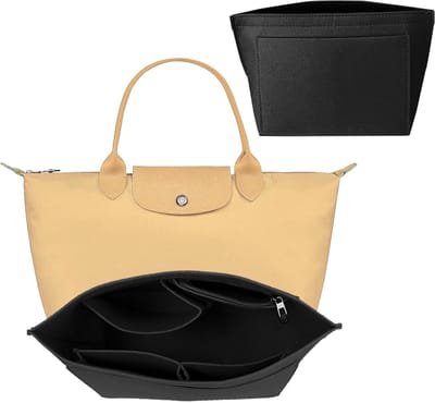 Famanu – Organizer voor tas - opvouwbare portemonnee organizer voor tas - vilten portemonnee organizer inzetstuk - Zwart - L