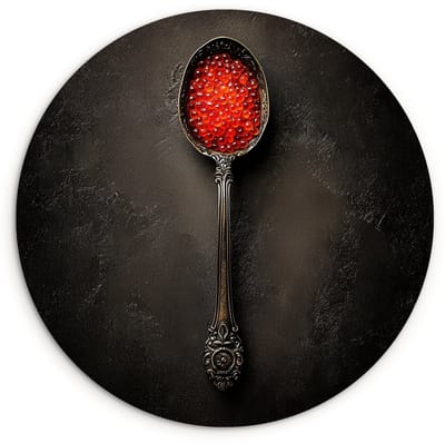 WallCircle® Wandcirkel 120x120 cm - Muurcirkel Zwart - Lepel - Caviar - Muurdecoratie woonkamer - Wanddecoratie slaapkamer - Kamer decoratie accessoires - Ronde schilderijen XXL