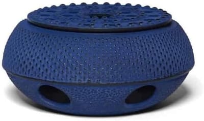 Gietijzeren Theelichthouder Blauw - Japanse Stijl Warmhoudonderzetter voor IJzeren Theepotten