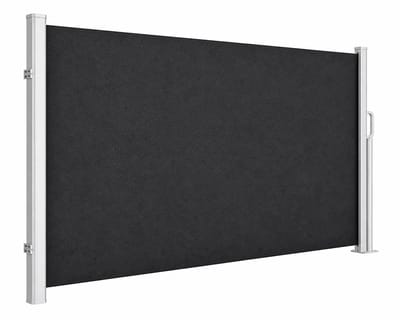 ITRONIQ Windscherm Uitschuifbaar 180x350 cm - Zijluifel Tuin - Balkon - Privacy Scherm - Waterdicht & UV-bestendig - Donkergrijs