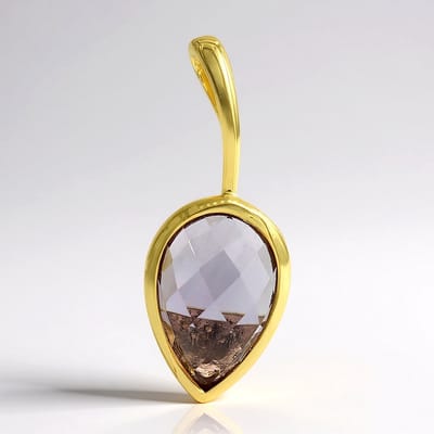 Cavill - Zilveren hanger - 925 Sterling zilver verguld - Lavendel Amethist 3 77 ct peervormig schaakbord geslepen - Luxe Monosono collectie