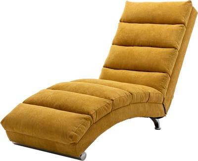 Moderne chaise longue - Mangokleurige linnen ligstoel - Relaxfauteuil met vibratie - Ergonomische rugleuning - 250 kg - Woonkamer - 148x55x84 cm - Mango