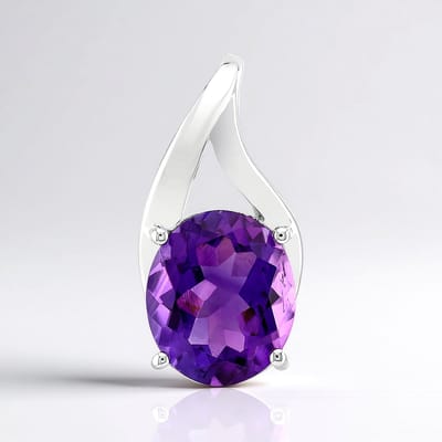 Cavill - Zilveren Hanger met 3,91 ct Ovale Zambia Amethist - 925 Sterling Zilver Gerhodineerd - Elegant Edelsteen Sieraad voor Dames