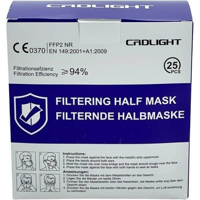CRD Light CRDFFP2 Fijnstofmasker zonder ventiel FFP2 25 stuk(s) EN 149:2001 + A1:2009 DIN 149:2001 + A1:2009