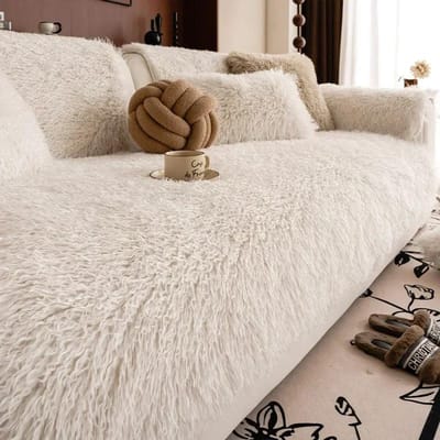 Lamsvacht Zacht Bankkussen Winter Warm Pluche Bankhoezen voor Woonkamer Luxe Antislip Universele Bankhoezen Thuis A 70x70cm 1pc