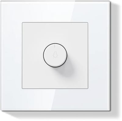 Dimbare schakelaar met glazen frame 500W - 86x86 mm wanddimmer voor gloeilampen en LED lampen