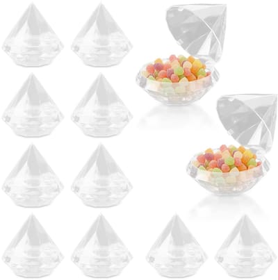 Dailygoods- Candybox - 12 Stuks - Diamantvormige Transparante Opbergdoos - Plastic - Geschikt voor Snoep, Sieraden, Make-up - Afmeting 7 x 6,5 cm