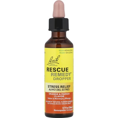 Bach, Rescue Remedy® Dropper, Orange & Mango, 0.7 fl oz (20 ml) yellow