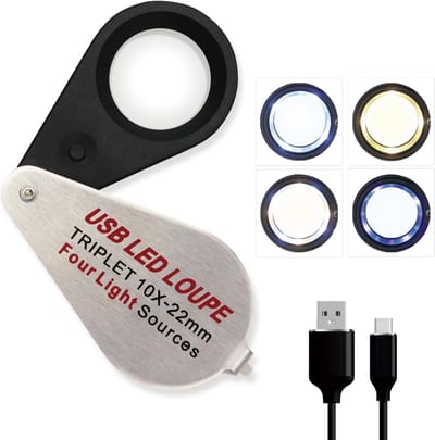 10x Opvouwbare Vergrootglas met UV- en LED-Verlichting Oplaadbaar Oogloep voor Sieraden en Edelstenen