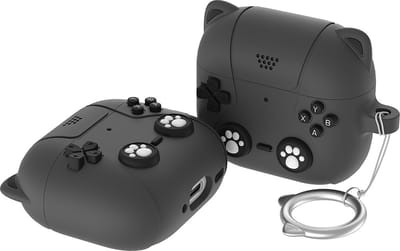 Telestore - hoesje geschikt voor AirPods 4 soft case cover - Donker grijs poes kat Game - TPU hoesje Beschermhoes - AirPods 4 Cover - AirPods 4 hoesje - Geschikt voor Apple Airpods 4 - gel hoesje