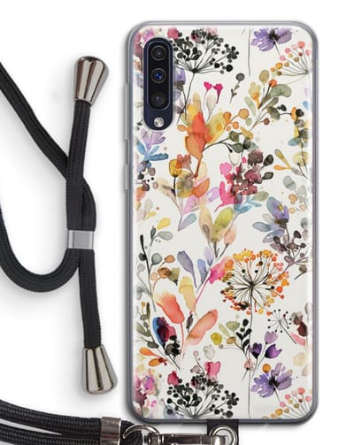 Hoesje met koord geschikt voor Samsung Galaxy A50 hoesje met Koord - Wilde grassen - Telefoonhoesje met Zwart Koord - Bescherming aan alle Kanten en Over de Schermrand
