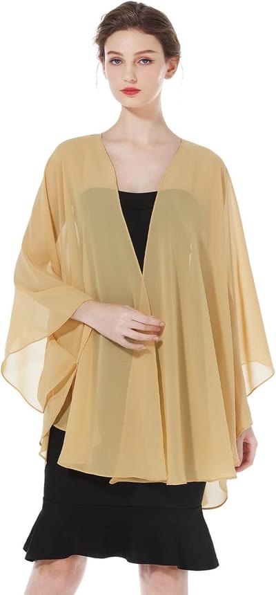 Elegante Chiffon Cape Stola met Mouwopening voor Dames - Ideaal voor Bruiloften en Feestjes