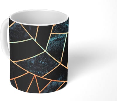 Mok - Koffiemok - Stenen - Goud - Luxe - Patronen - Abstract - Mokken - 350 ML - Beker - Koffiemokken - Theemok