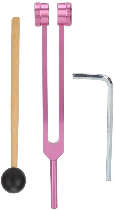 Dailygoods- Stemvorkset 128 Hz - Aluminiumlegering - Composiet Hout - Inclusief Hamer - Inbussleutel - 24,5 cm Lengte - Stemvork