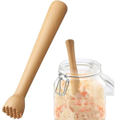 QTTVBTNA - Stamper Voor Fermenteren – Beukenhout – handstamper, ideaal voor kimchi, zuurkool en het fermenteren van diverse voedingsmiddelen, eenvoudig in gebruik