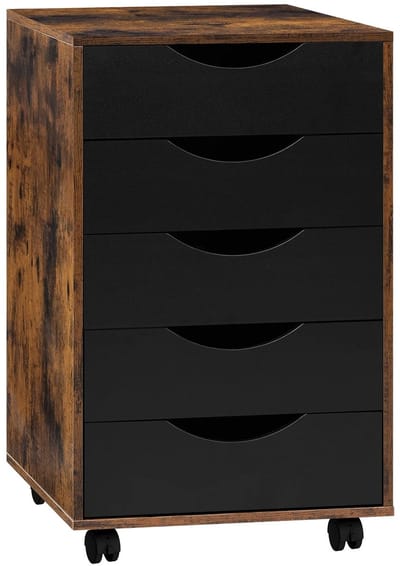 DailyDamaar ladekast - Bureau organizer - Archiefkast - Kantoorkast - 5-lades - Verrijdbaar - 40x40x66,5 cm - Zwart - Hout