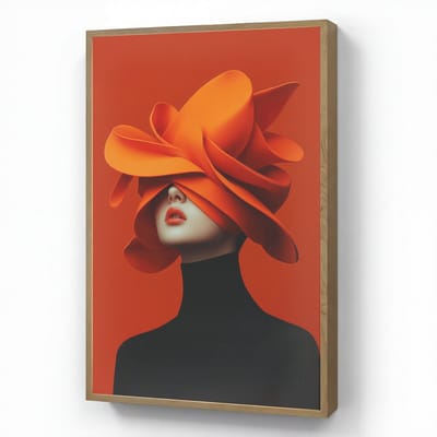 Wandlamp 60x90 cm - Oplaadbaar - Oranje - Hoed - Vrouw - Wandlampen binnen woonkamer - Slaapkamer lamp - Decoratieve nachtlamp - Vloerlamp draadloos