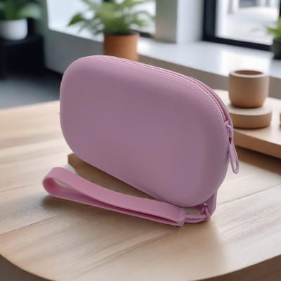1 stuks Ovale Siliconen Cosmetische Tas Muntportemonnee Grote Capaciteit Multifunctionele Opbergtas Effen Kleur Kleine Item Tas Pouch roze