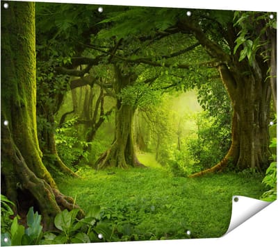 Gards Tuinposter Groene Tropische Jungle Bos - 120x90 cm - Tuindoek - Tuindecoratie - Wanddecoratie buiten - Tuinschilderij