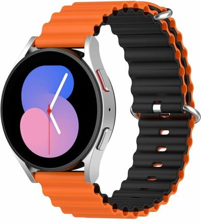 By Qubix - Geschikt voor Garmin bandje - Geschikt voor Garmin Vivomove 3 / HR / Luxe / Sport / Style / Trend - Ocean Style bandje - Oranje / zwart - Smartwatch bandje 20mm