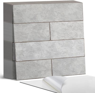 Coloray Plaktegels - 3D-baksteenpatroon Zelfklevende Tegels - 20 cm x 20 cm - Grijs Plaktegels - 20 stuks - Vierkant PVC Tegels - Plaktegels Badkamer - Plaktegels Vloer - Vinyl Tegels Zelfklevend - Wandtegel Zelfklevend