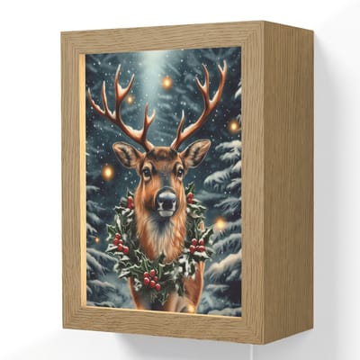 Wandlamp 15x20 cm - Oplaadbaar - Kerst - Magie - Bos - Kleurrijk - Wandlampen binnen woonkamer - Slaapkamer lamp met kabel - Decoratieve nachtlamp - Vloerlamp snoer
