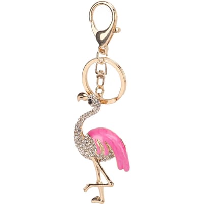 Strass Sleutelhanger Flamingo Vorm Levendig Glanzend Stijlvol Roze Decoratieve Hanger Ornament Accessoires beige