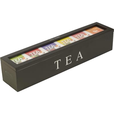 Boîte de rangement en bois pour thé, café, thé, sachets de sucre, conteneur de rangement pour la maison gray