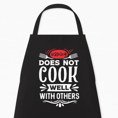 Keukenschort "Warning, does not cook well with others" | Grappig Kerstcadeau & Sinterklaas | Zwart