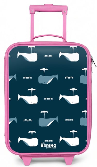 NoBoringSuitcases.com® - Kinderkoffer roze - Kindertrolley meisje - Walvisweelde - Koffer kind lichtgewicht - Reiskoffer trolley voor kinderen - Koffertje met lichtgevende wieltjes - Rolkoffer