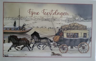8 Kerstkaarten paarden met postkoets in winters landschap - 8 kaarten met enveloppen van Anton Pieck