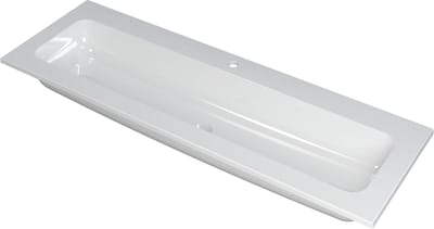INK Faktor wastafel polystone centraal met 1 kraangat, 140x45x1,5cm, glans wit