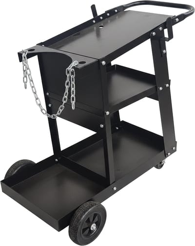 Laswagen - zwart - 37x83x70 cm - met wielen - met opbergruimte - metaal