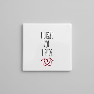 Hartverwarmende Quote Keramische Tegel “Huisje vol liefde” – Gezellige Familie Wanddecoratie, Moderne Woondecoratie Tegel 15 x 15 cm