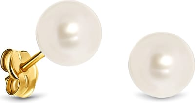 Miore Pure Oorbellen - Gemaakt van 14 Karaat Goud - Met Zoetwaterparels - Handgemaakte Sieraden - Knopjes - Elegante Dames Sieraden - 7 mm