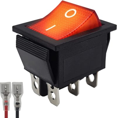 ProRide Wipschakelaar ON-OFF KCD4-202 - met Aansluitkabel - 3 Polig - 250V/16A - 30x22mm - Rood met controlelampje