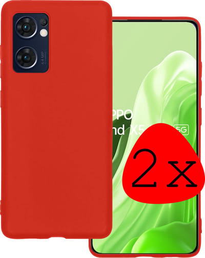 Hoesje 2 Stuks - Geschikt voor OPPO Find X5 Lite - Sterk & Shockproof - Case Siliconen - Back Cover - Telefoon Hoes - Rood