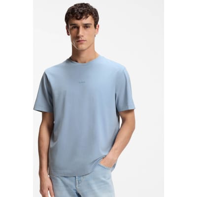 HUGO BOSS Orange T-shirt Stretch-Cotton With Logo Print Pastel Blue (50473278 - 458)
