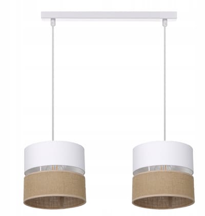 Jute Hanglamp Boho Stijl - 2-lichts - Metaal/Jute - Wit
