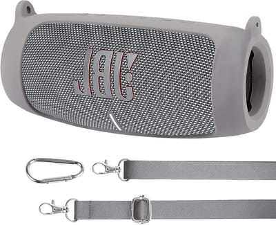 Draagbare Ultralichte Siliconen Beschermhoes voor JBL Charge 5 Bluetooth Speaker met Carabiner en Schouderriem, Ideaal voor Reizen en Bescherming