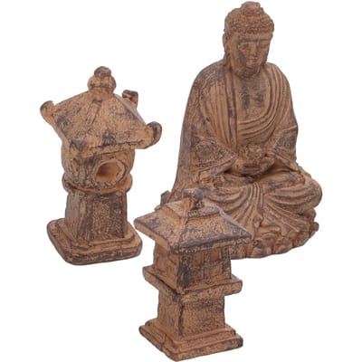 Boeddhabeeld Meditatie Zittend Handgeschilderd Boeddhabeeld Klein met Vuurtoren voor Huis Kantoor brown