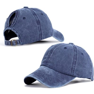 1 Stuks Trendy Lichtgewicht Katoenen Pet met Verweerde Look, Zonneklep, Verstelbare Pasvorm & Geschikt voor Paardenstaarten, Voor Stijlvolle Vrouwen Adjustable gray