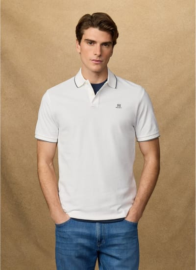 Hackett Heritage Tipped Korte Mouw Poloshirt Wit L Man