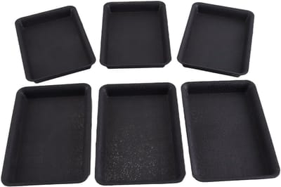 Set van 6 Plastic Rechthoekige Plantenbakken met Onderzetters voor Binnen en Buiten, Ideaal voor Vetplanten en Bonsai