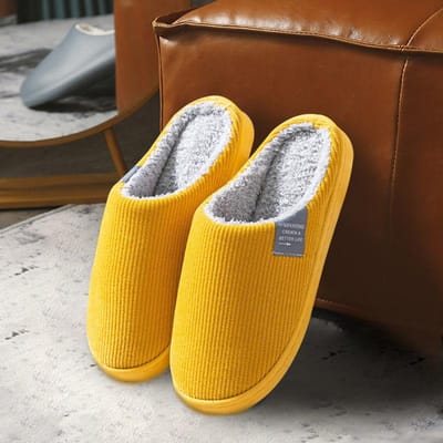 Unisex Winter Indoor Warme Huispantoffels Koppels Slaapkamer Antislip Zachte Zool Pantoffels Vrouwen Katoen Huis Vloerschoenen 36-37 geel