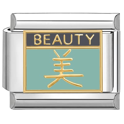Quiges - Schakel - Bedel - 9mm - charms - Schoonheid in het Chinees - Geschikt voor - armband - Schakelarmband - italy bedels armband