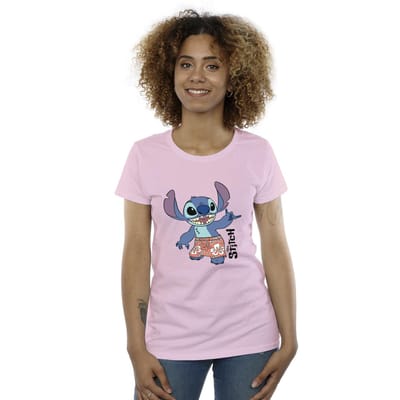 Disney Dames/Dames Lilo & Stitch Bermuda Shorts Katoenen T-Shirt (Baby Roze)