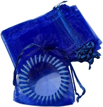 Prigta - Organza Zakjes Blauw 7x9 cm - 100 stuks - Kleine Cadeauzakjes - Herbruikbaar - Voor Sieraden & Feestjes - Satijnen Trekkoord